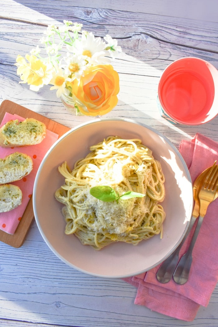 Kitchen Witch Recipe- Creamy Lemon Basil Spaghetti